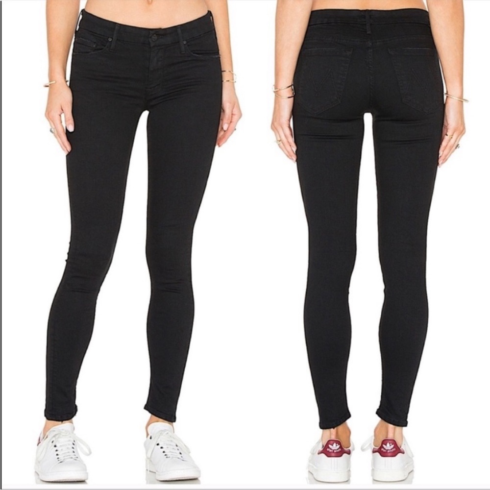 Mother “The Looker” High-Waisted Skinny Jeans “Not Guilty” Black Wash in Size 25